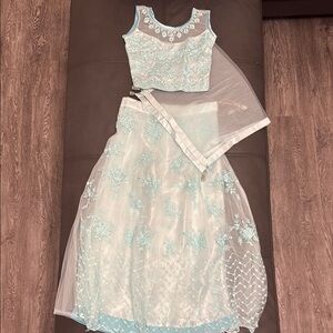 Elegant Turquoise Girl Lehenga w/Duppatta